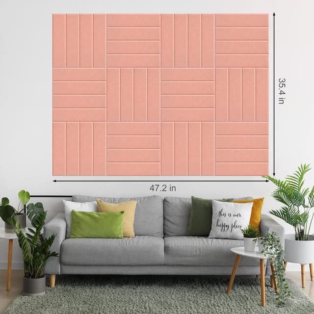 Detalle de 12 Pack Felt Cork Board Tiles (120x90cm) with Push Pins & Removable Adhesive Tabs – Pink