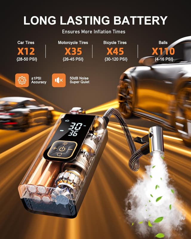 Thumbnail 2 de QKMPOM 180PSI Tire Inflator Portable Air Compressor