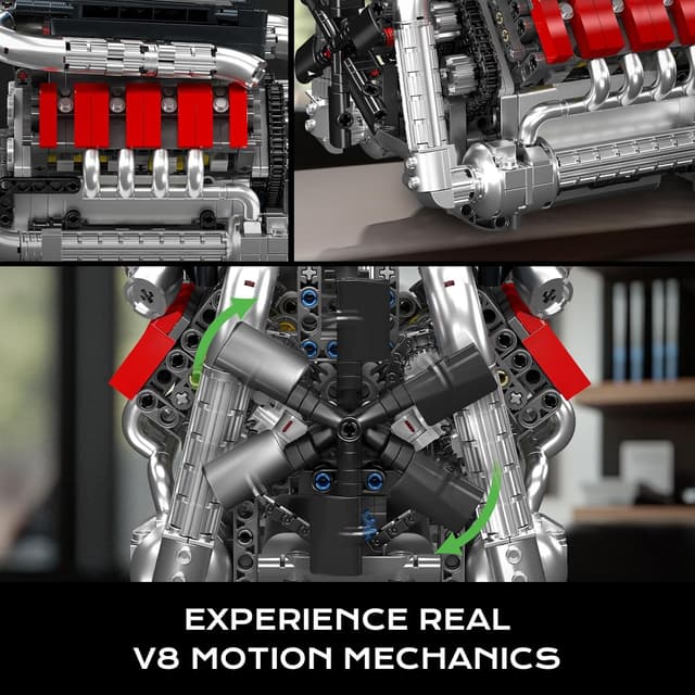 Detalle 2 de Mould King 10203 V-8-Motor mit 1.169 Teilen