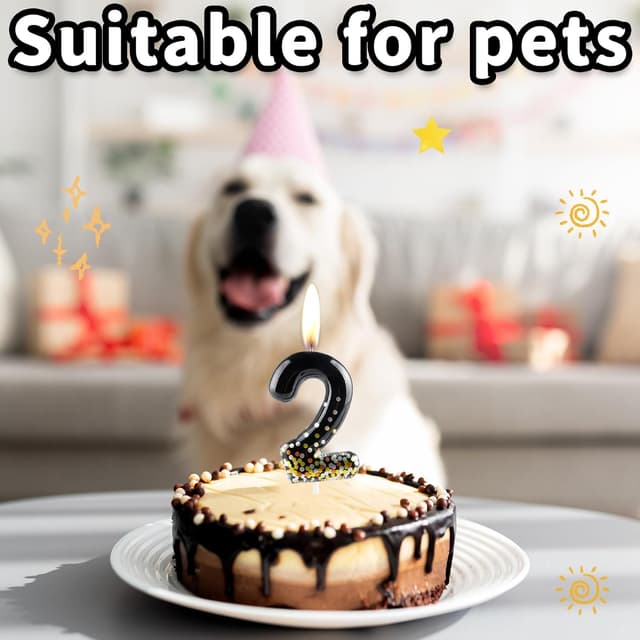 Thumbnail 6 de Hongplus Black Gold Confetti Number 10 Birthday Candle (Cake Topper)