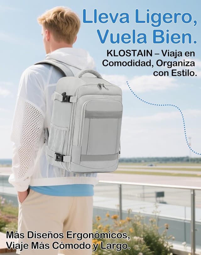Thumbnail 5 de KLOSTAIN Mochila de Viaje Cabina para Avión ✈️ 30L Gris Claro