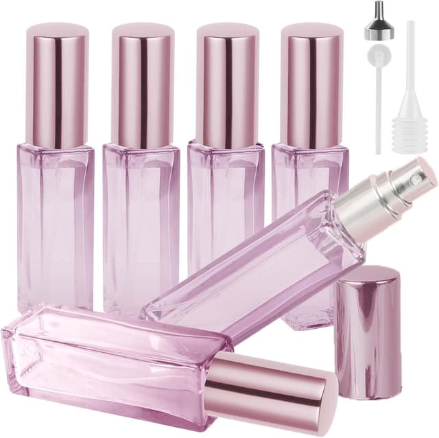 Detalle de LOPHE Extracteur diffuseur de parfum 6 flacons carrés en verre (10 ml) avec pompe – kit voyage