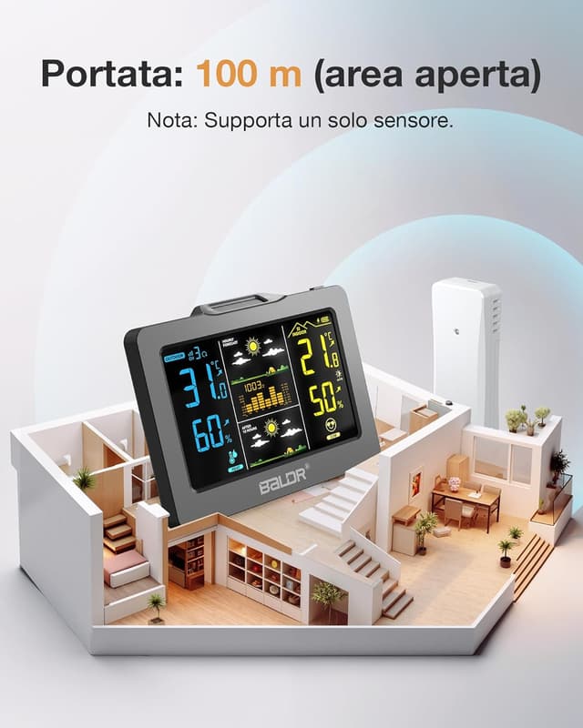 Thumbnail 5 de Stazione Meteo BALDR Wireless con sensore esterno e display a colori – previsioni 1h + 12h