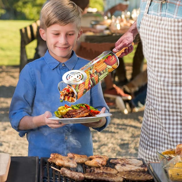 Thumbnail 5 de 2 Stück Rollendes Grillkorb 30 x 10cm 🍖