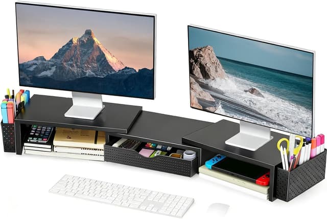 Detalle de Spacrea Dual Monitor Stand Riser with Drawer 🖥