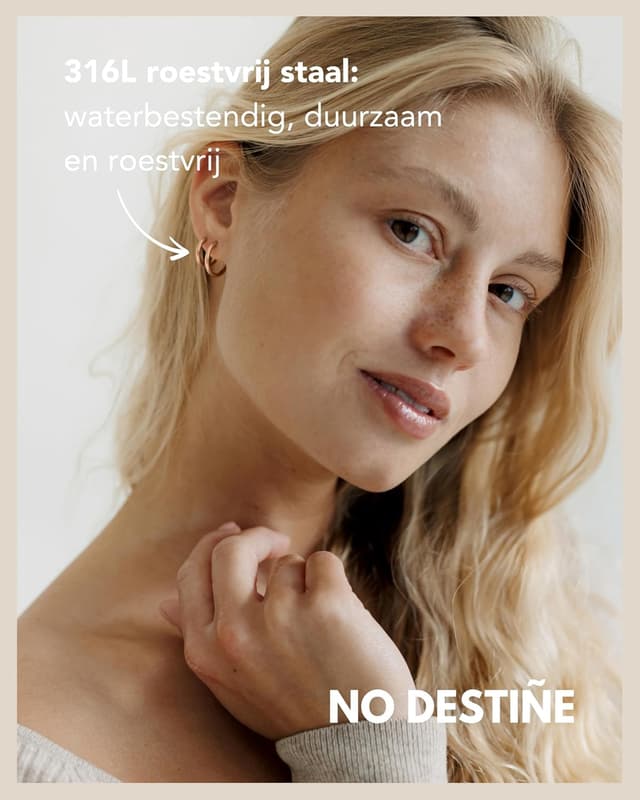 Detalle 1 de Aros de acero inoxidable oro rosado para mujer - 3 pares