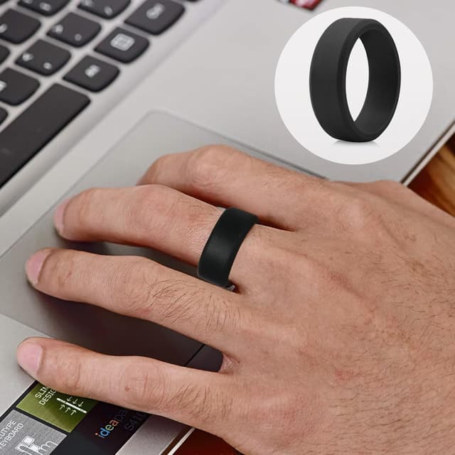 Detalle 2 de LOCCY 8er-Set Herren-Silikon-Eheringe in 8 Farben – flexible Sport- und Outdoor-Trauringe