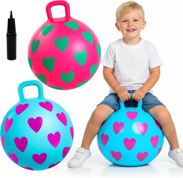 Detalle de INPODAK Hüpfball 45 cm für Kinder (3–8 Jahre) mit Griff, rutschfest, inkl. Pumpe