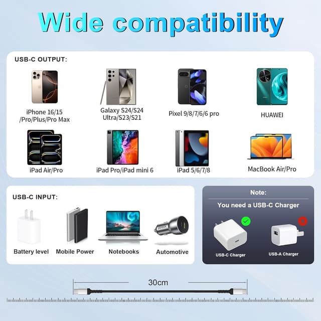 Thumbnail 5 de USB-C Ladekabel 30 cm 3er-Set für Schnellladen