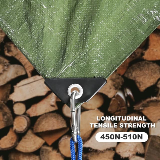 Detalle de Waterproof Tarps 10x12 Feet (2-Pack) Heavy-Duty 8 Mil Green Tarp with Metal Grommets