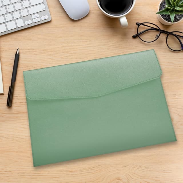 Detalle de OFFCUP porte-documents A4 en cuir PU imperméable – lot de 2 pochettes vertes