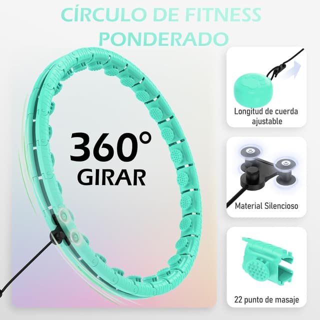 Detalle de JLoibao Smart Hula Hoop Fitness 24 anillos
