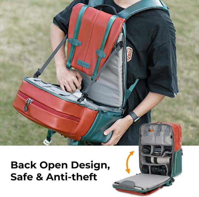 Detalle de K&F CONCEPT 20L Camera Backpack with Raincover & 15.6-inch Laptop Compartment
