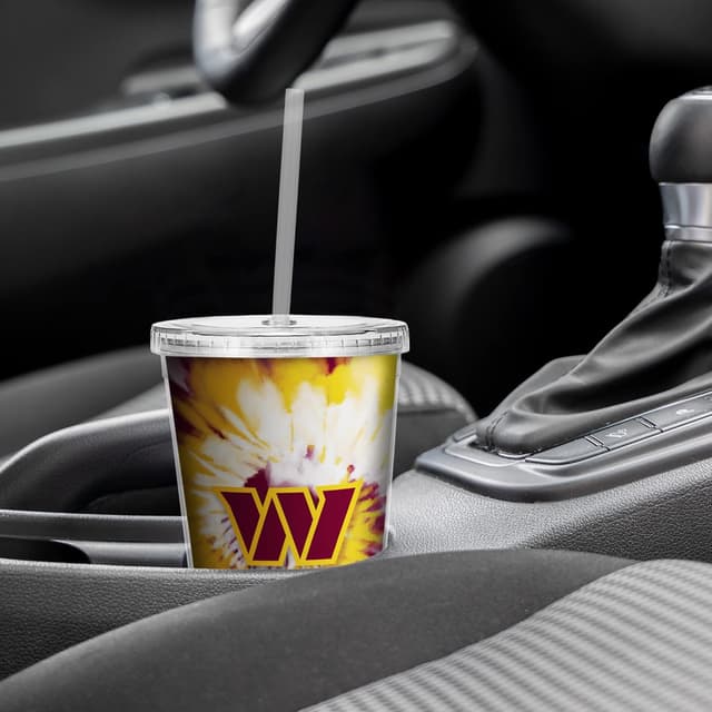 Detalle 2 de Rico Industries NFL Football Metallic Tie Dye 16oz Metallic Clear Tumbler with Straw