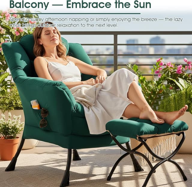 Thumbnail 5 de HomEastlly Lazy Chair with Ottoman, peach green