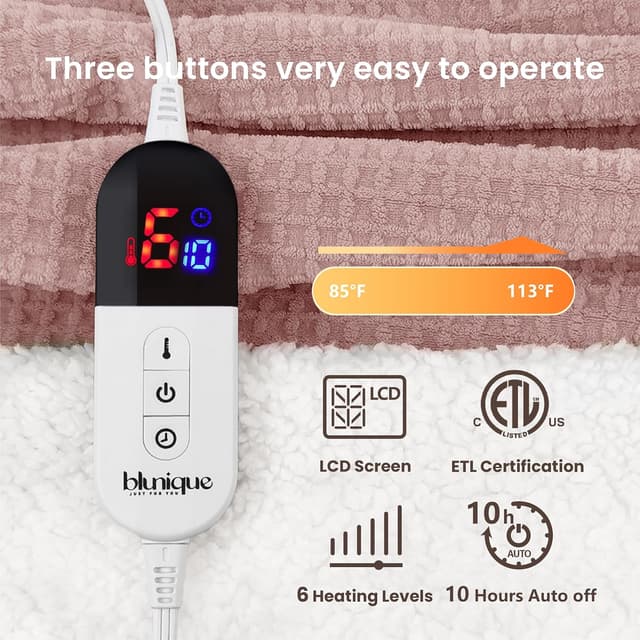 Thumbnail 4 de blunique Heated Blanket 50x60