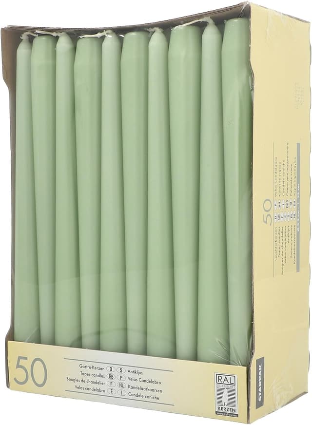 Detalle de 50 bougies de chandelier PAPSTAR vert jade, 25 cm (diamètre 2,2 cm)