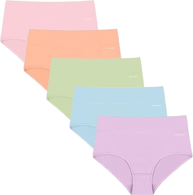Detalle de TANSTC Women’s High Waist Cotton Knickers (Multipack of 5) with Light Tummy Support