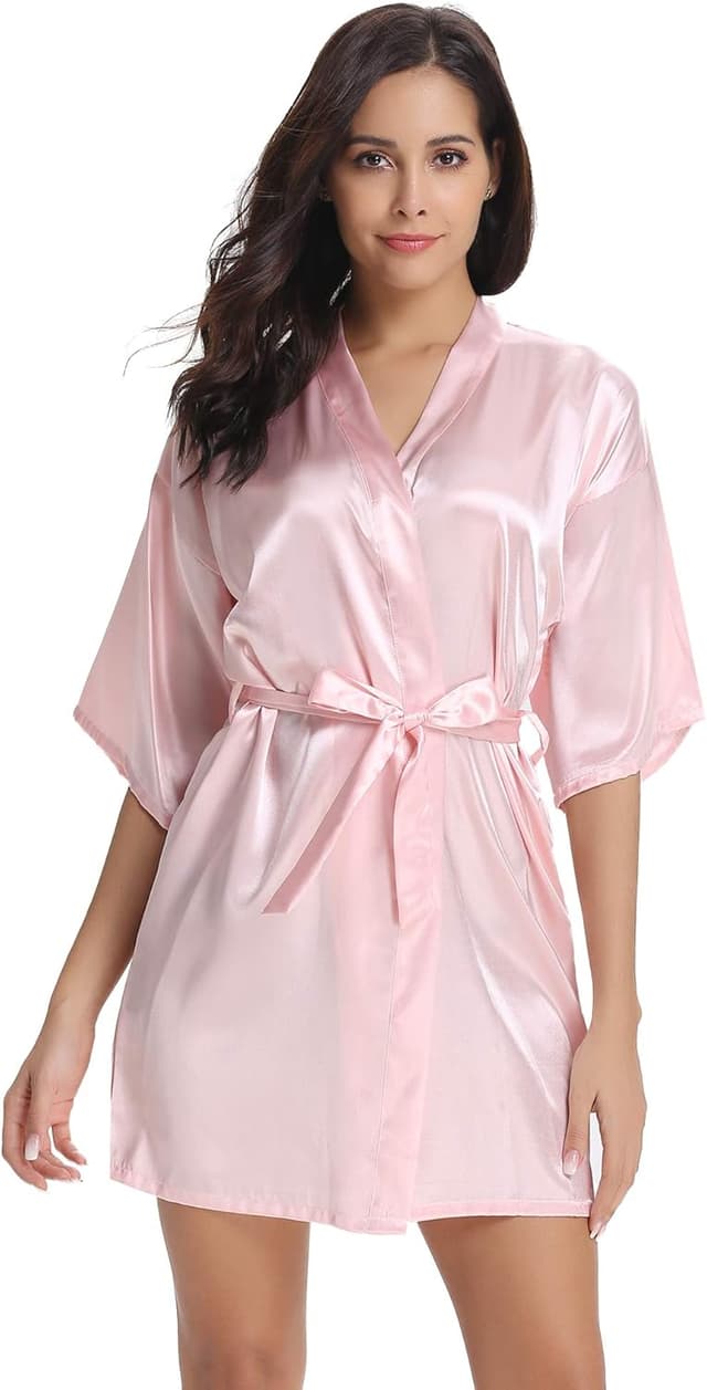 Detalle de Vlazom Peignoir en satin pour mariage : kimono robe de chambre type peignoir de demoiselle d’honneur