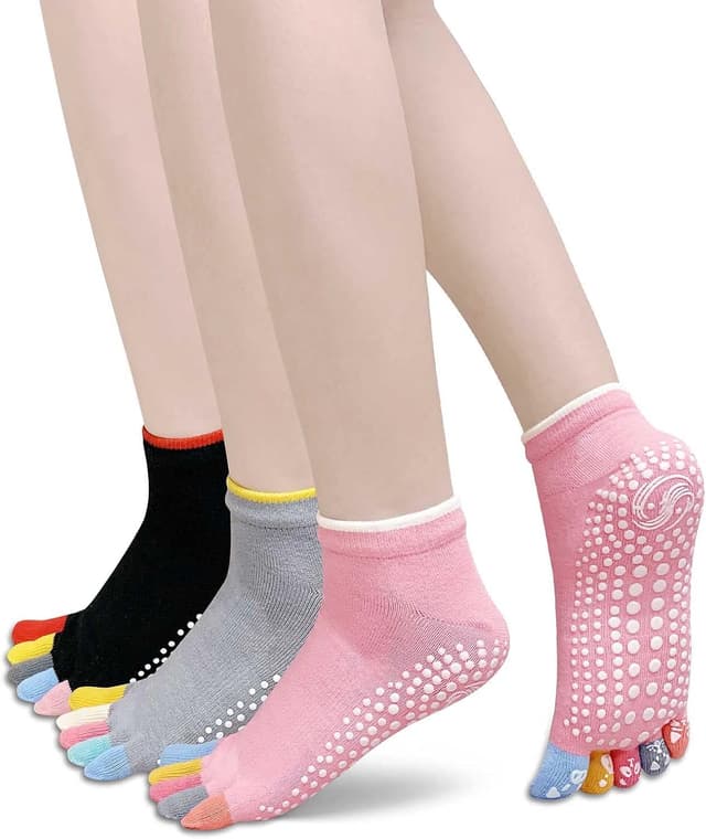 Detalle de LOFIR Calze antiscivolo yoga donna a cinque dita (3 paia), EU 36–44