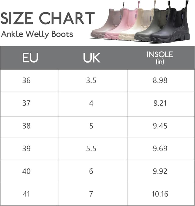 Detalle 2 de FOGOIN Women’s Chelsea-Style Wellington Boots (Ankle Short Waterproof Rain Boots)