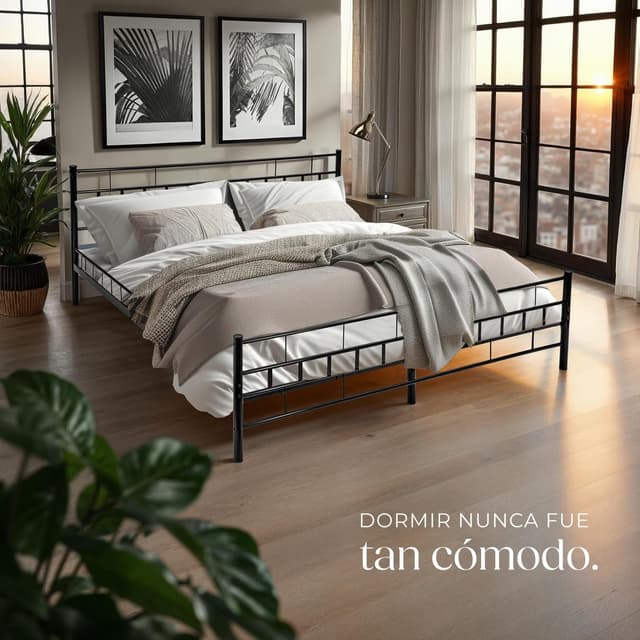 Thumbnail 1 de tectake Cama Matrimonio 140x200 acero