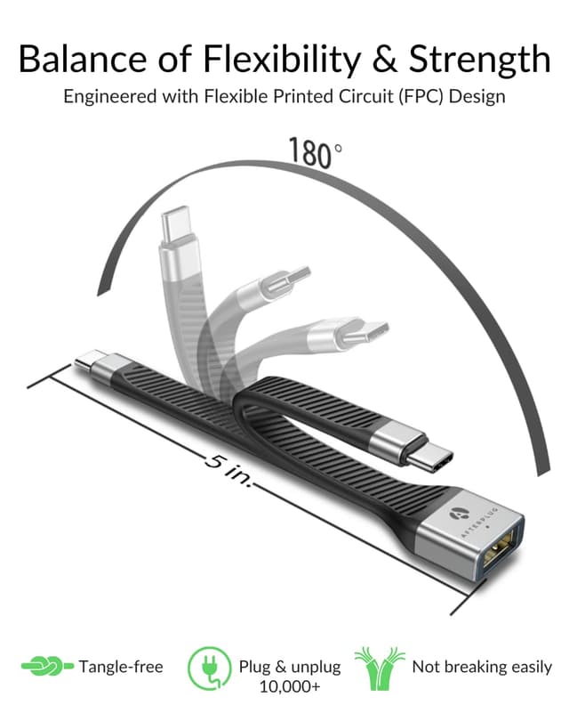 Detalle de Afterplug USB-C to USB-A OTG adapter cable 13 cm