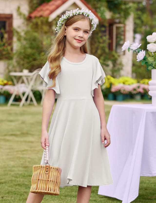 Detalle de Abito da bambina Arshiner con maniche a farfalla e gonna svasata (5-13 anni) in cotone