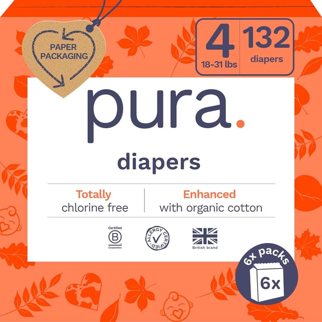 Detalle de Pura Size 4 Baby Diapers 18-31 lbs