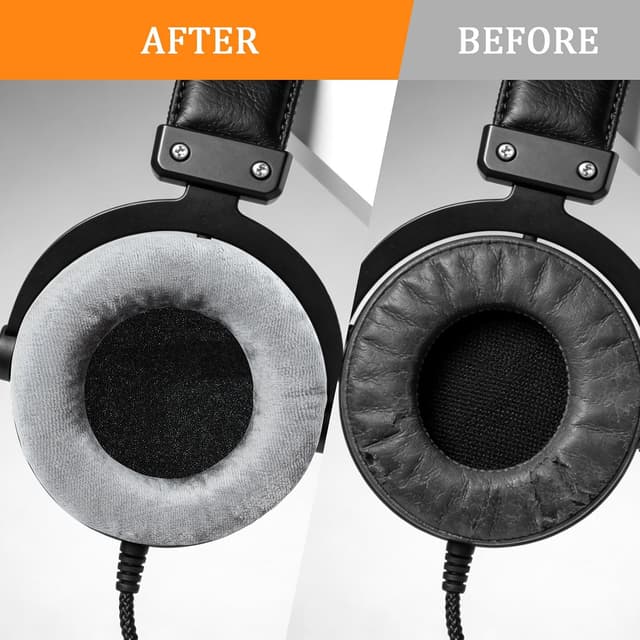 Detalle de TAIANJI DT 770 Pro ear pads replacement set (velour) for Beyerdynamic DT770/DT880/DT990 and compatible models – Gray