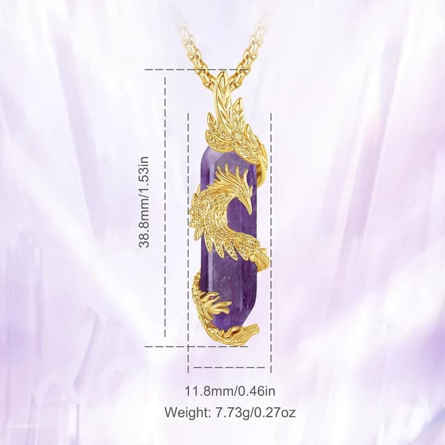 Detalle de INFUSEU Kristall Phönix Kette mit Vogelhänger (Lapislazuli Optik) – Spiritueller Anhänger als Halskette