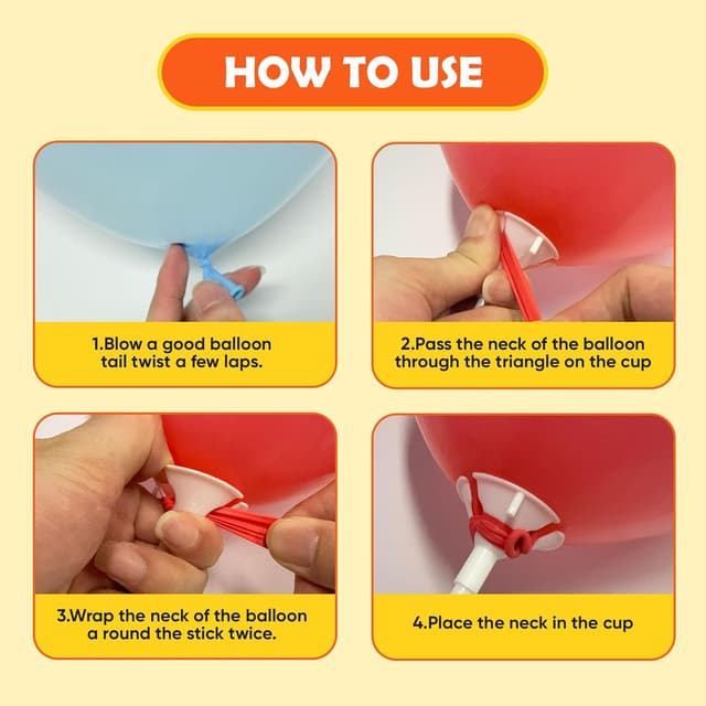 Detalle 2 de Kedixiest 50PCS Balloon Sticks with Cups (32cm) – White reusable balloon holders for party displays