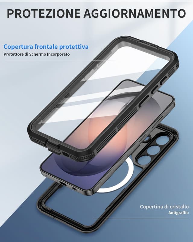 Detalle de Focusor Cover impermeabile IP68 per Samsung Galaxy S26 Plus, custodia subacquea antiurto con protezione schermo Full Body nero