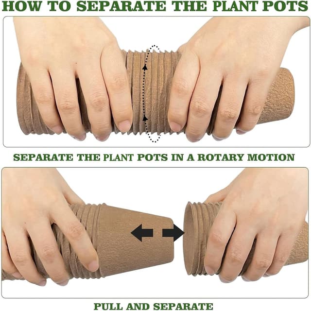 Detalle de 42 Pack Biodegradable Planting Pots (8cm) with Labels & 2 Transplant Tools