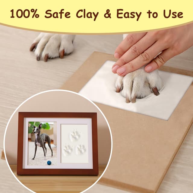 Detalle de PewinGo Pet Memorial Frame (Dogs & Cats) with Paw Print Clay Imprint Kit for 6 x 4 Photo
