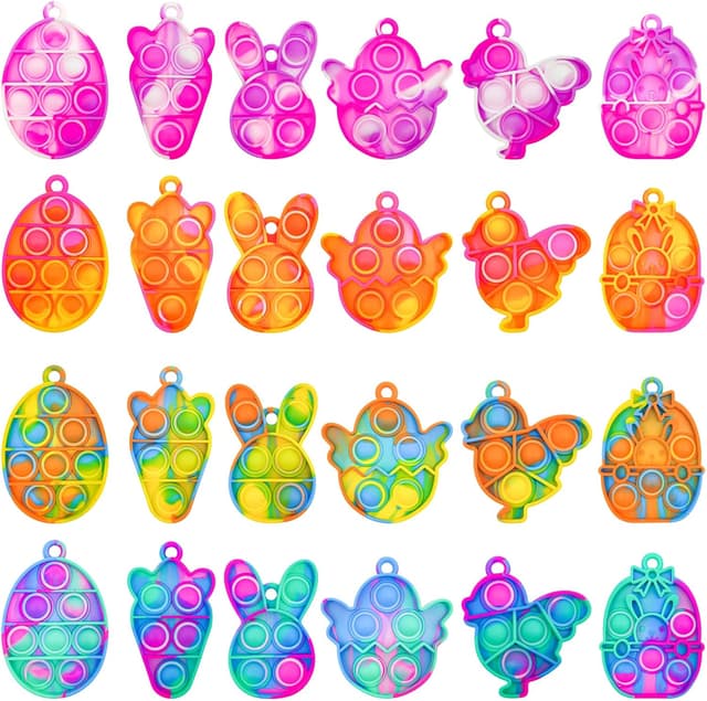 Detalle de Easter Pop Fidget Toys Bulk (24 pcs) — Silicone Easter Mini Pop Keychain Stuffers