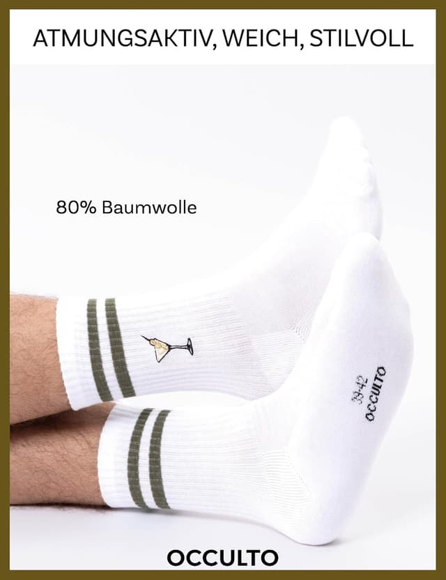 Detalle 2 de Occulto Motiv-Tennissocken Damen & Herren Summer im 3er Pack mit Streifen