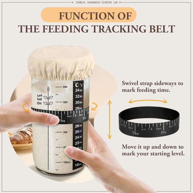 Thumbnail 3 de zunmial Sourdough Starter Jar 680 ml glass kit 🍞