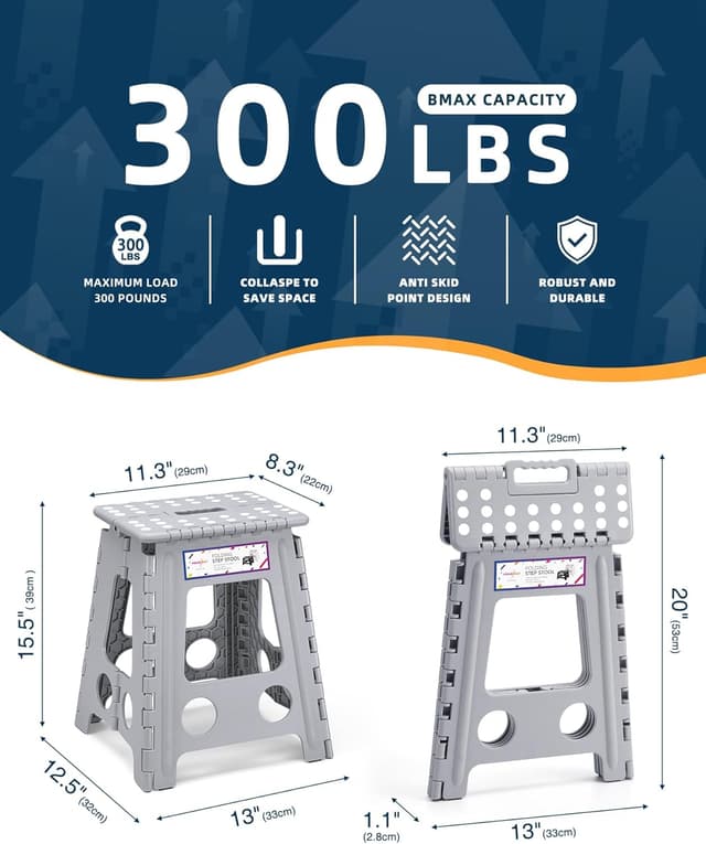 Detalle 2 de HOUSE DAY 16 inch Folding Step Stool, 40 cm high