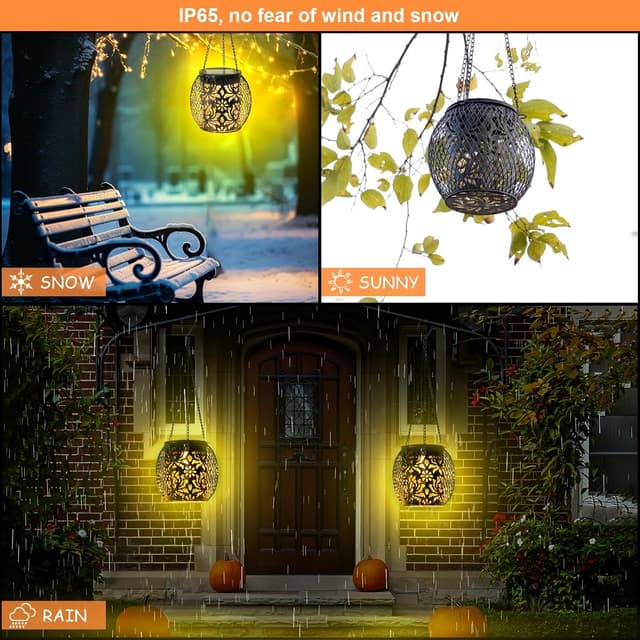 Detalle de GCCATE Solar Lanterns Hanging 2 Pack