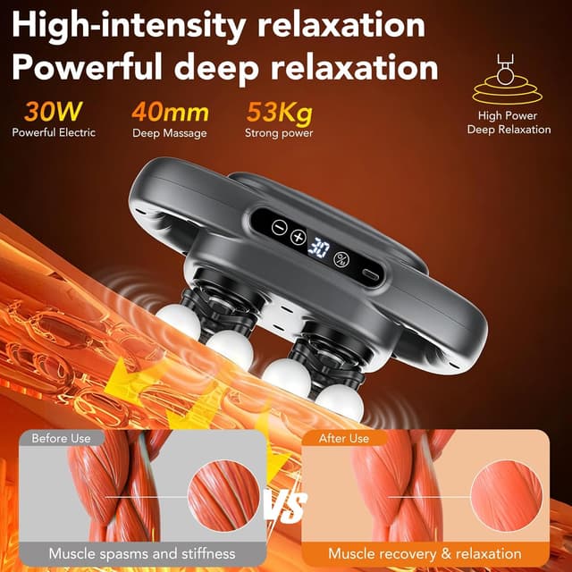Detalle 2 de Massage Gun Deep Tissue 16-Head Mini Percussion Massager with 30 Speeds (2000mAh) – Compact, quiet recovery massage tool