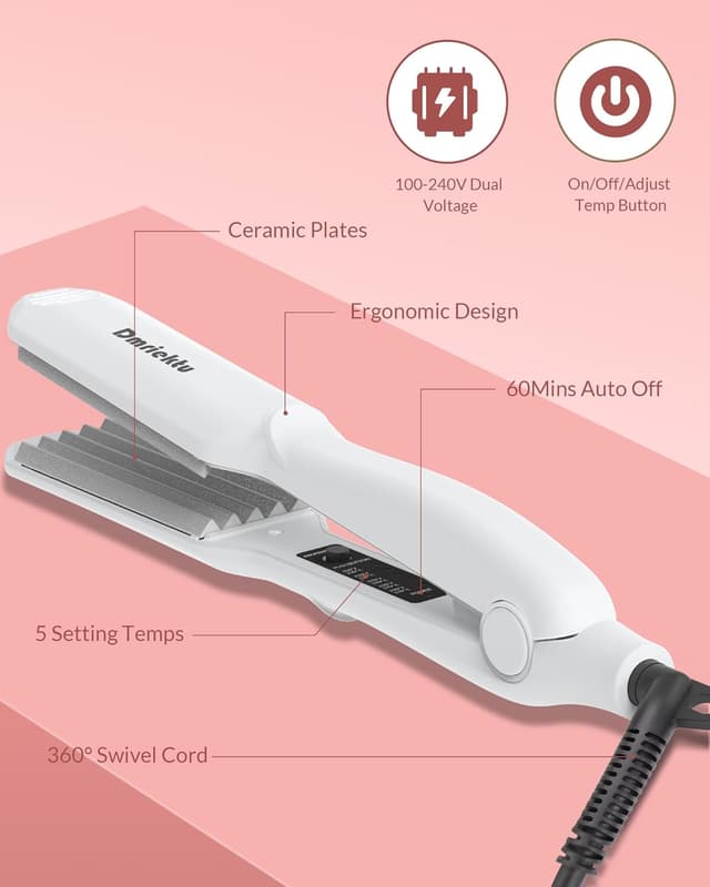 Detalle de Hair Crimper for Women ceramic crimping iron with 5 temp settings and auto shut-off