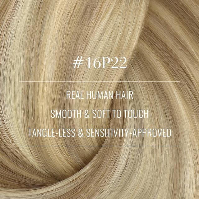 Detalle 2 de Fshine Extensiones Clip Pelo Natural 14 Pulgadas Rubio Ceniza 16P22💇♀