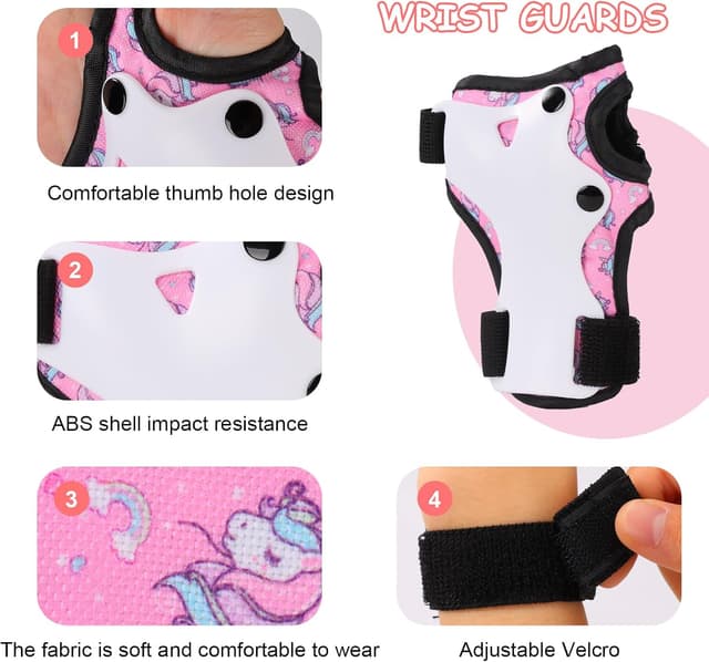 Detalle de BURSUN Knieschoner Kinder 6-in-1: verstellbares Protektor-Set für Inliner, Skateboard & mehr