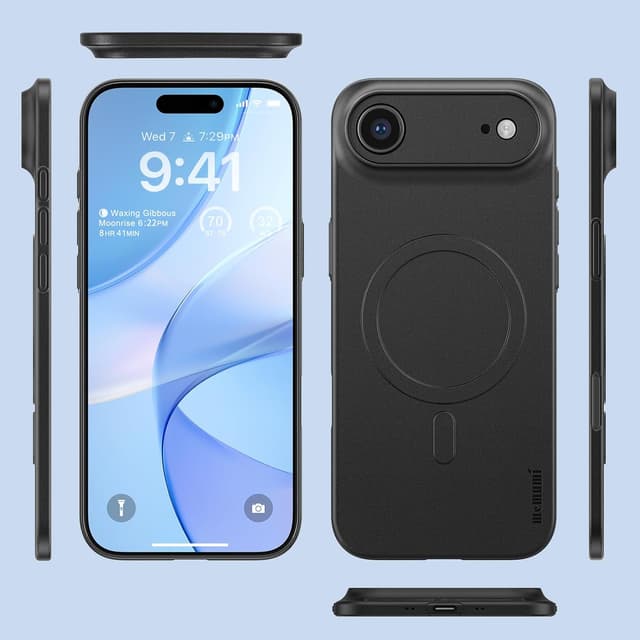 Detalle 2 de memumi Magnétique Coque ultra mince 0,3 mm pour iPhone Air (6,5 pouces, 2025) finition mate antidérapante – Noir