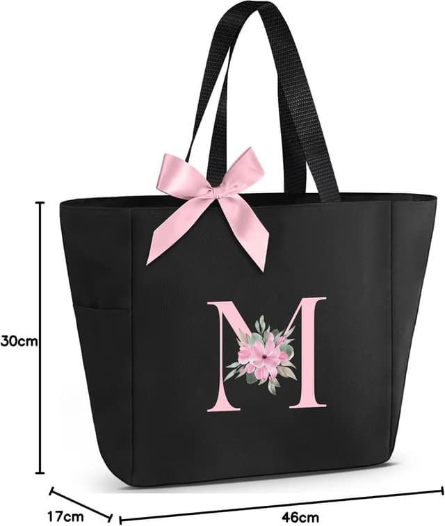 Thumbnail 6 de Vavabox A–Z Initial Personalised Tote Bag (Waterproof) – Pink bow detail, 46 x 17 x 30 cm