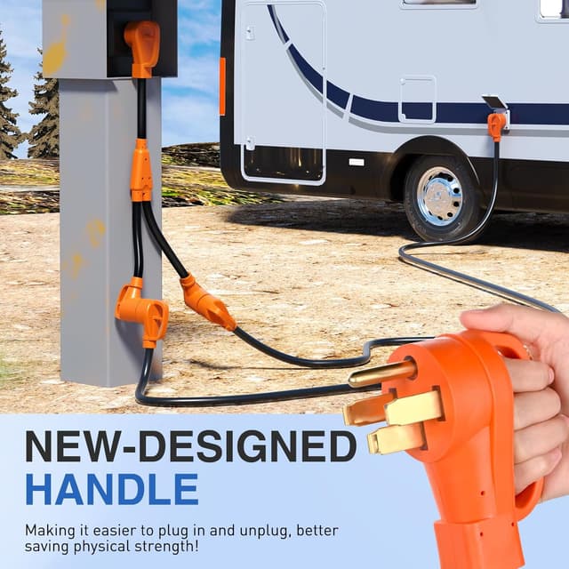 Detalle de Nilight 50 Amp to (2) 30 Amp RV Y Splitter Adapter Cord (NEMA 14-50P to TT-30R) 10 AWG Heavy Duty