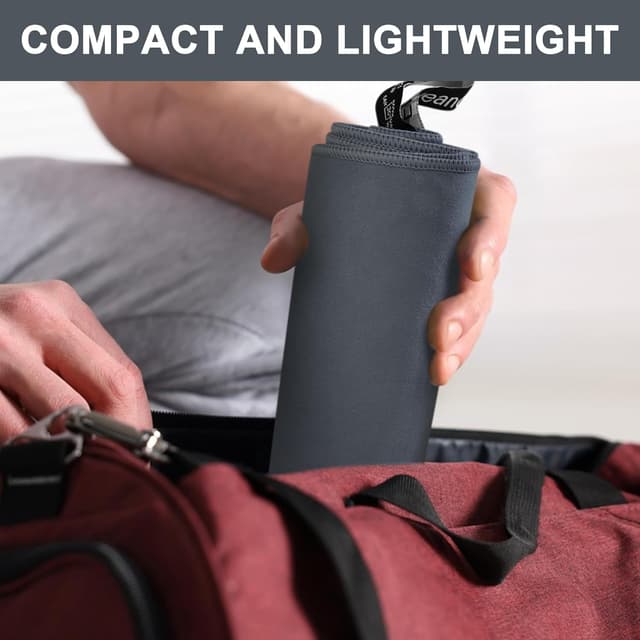 Detalle de Flaveano Microfibre Towel Travel Set of 3 (180x90cm, 80x40cm, 50x30cm) – Quick-drying, Dark Grey