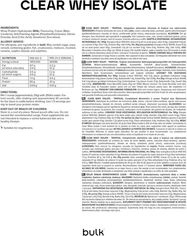 Thumbnail 6 de Bulk Clear Whey Isolate 2kg — 20g protein per serve 🥤