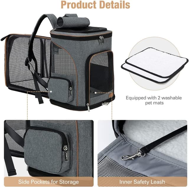 Detalle 2 de Lekesky Groß Katzenrucksack 36×31×42 cm